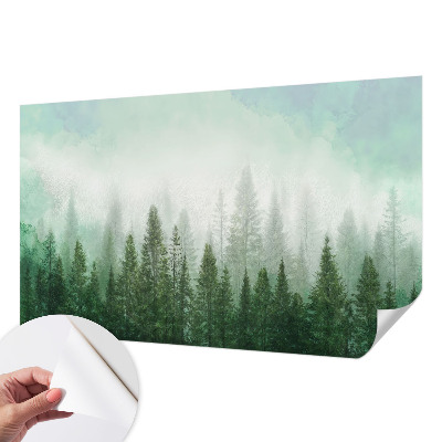 Peel and stick wall mural featuring a wolf in a forest scene suitable for a bedroom