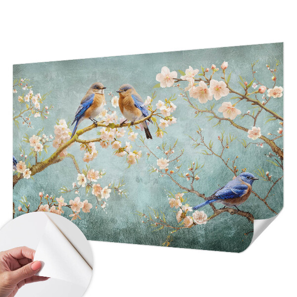 Peel and stick wall mural for kids' room Spring birds