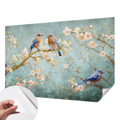 Peel and stick wall mural for kids' room Spring birds