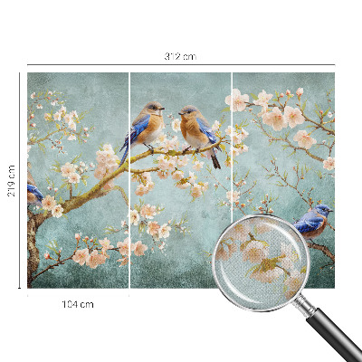 Peel and stick wall mural for kids' room with a spring birds design