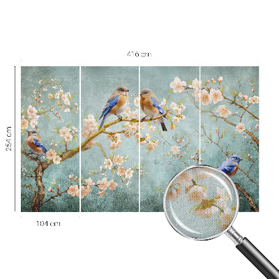 Peel and stick wall mural for kids' room with a spring birds design