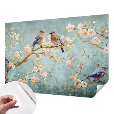 Peel and stick wall mural for kids' room Spring birds