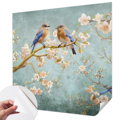 Peel and stick wall mural for kids' room Spring birds