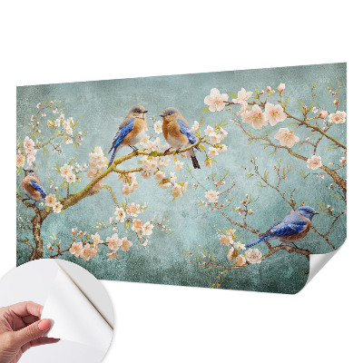Peel and stick wall mural for kids' room Spring birds