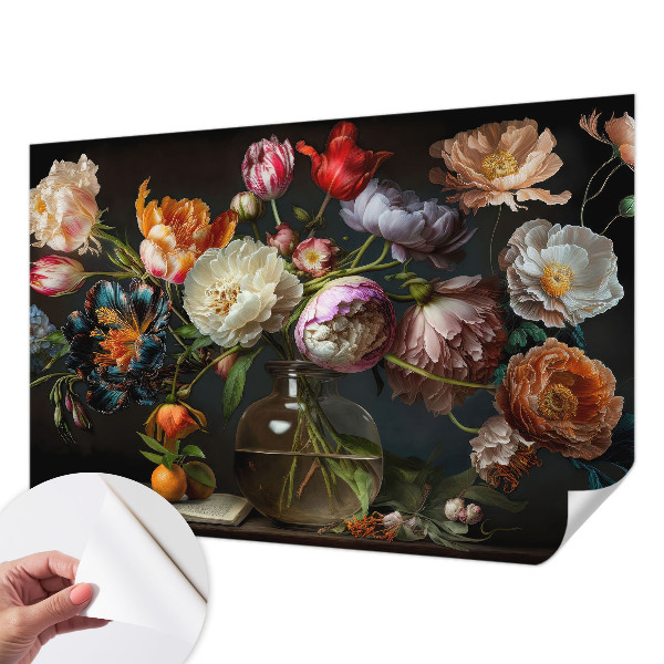 3D photo wallpaper mural with a flower bouquet design