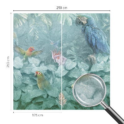 Nursery wall mural with an exotic birds design
