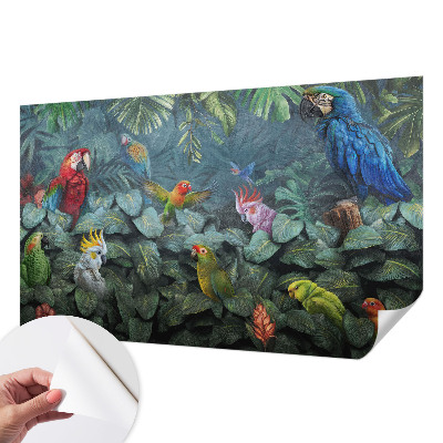 Children's wall mural with an exotic jungle design