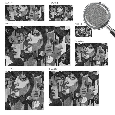 Baby room wall mural with a design of women's faces