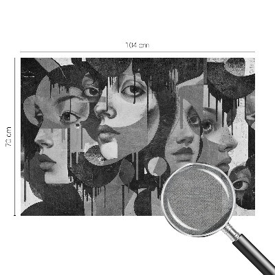 Baby room wall mural with a design of women's faces