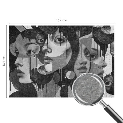 Baby room wall mural with a design of women's faces