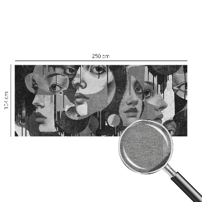 Baby room wall mural with a design of women's faces