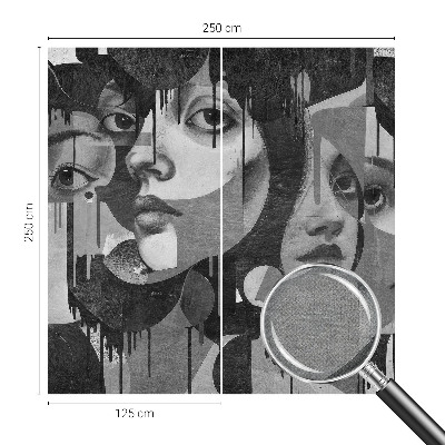 Baby room wall mural with a design of women's faces