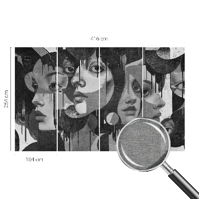 Baby room wall mural with a design of women's faces