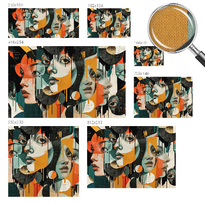 Peel and stick wall mural with a colorful faces design