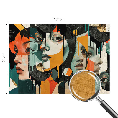 Peel and stick wall mural with a colorful faces design