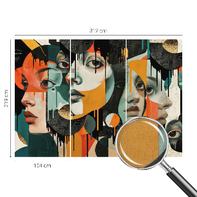 Peel and stick wall mural with a colorful faces design