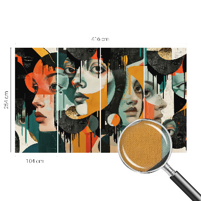 Peel and stick wall mural with a colorful faces design
