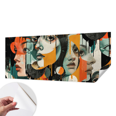 Peel and stick wall mural with a colorful faces design
