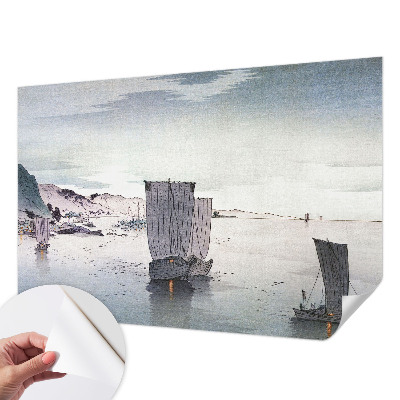 Peel and stick wallpaper mural with a nautical scene