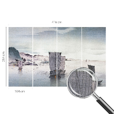 Peel and stick wallpaper mural with a nautical scene