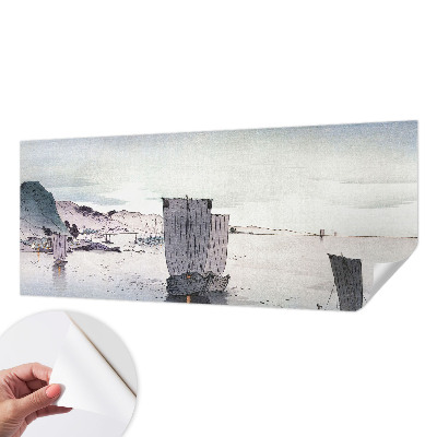 Peel and stick wallpaper mural with a nautical scene