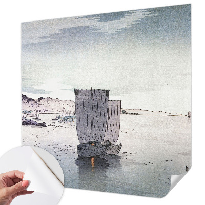 Peel and stick wallpaper mural with a nautical scene