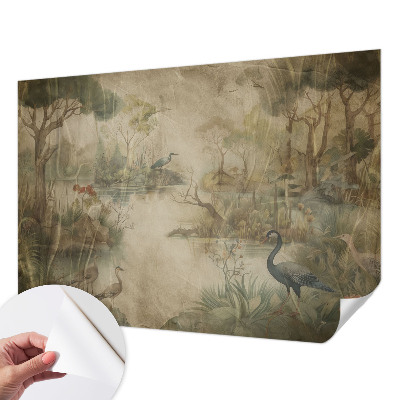 Self-adhesive photo wallpaper with a forest scene