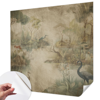Self-adhesive photo wallpaper with a forest scene