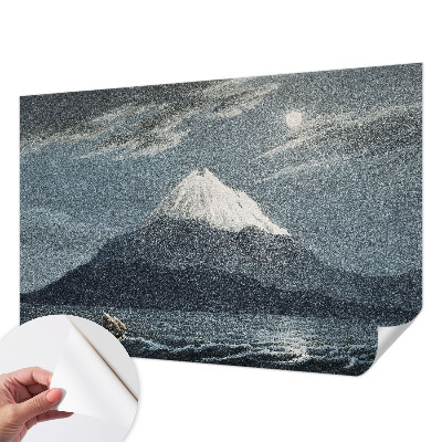 Removable wall mural wallpaper with a moonlit night design
