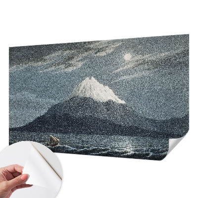 Removable wall mural wallpaper with a moonlit night design