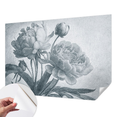 Removable wall mural with a floral chic design