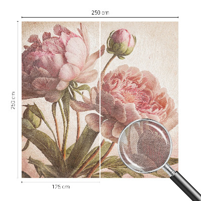 Stick-on wall mural with delicate peonies