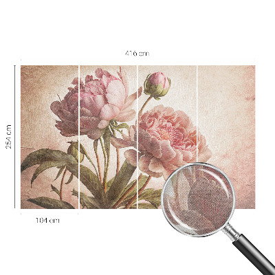 Stick-on wall mural with delicate peonies