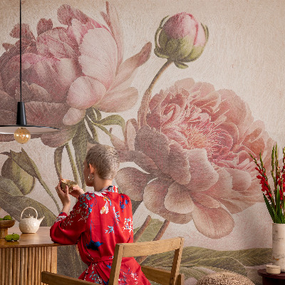 Stick-on wall mural Delicate peonies