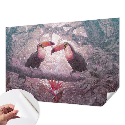 Removable wall mural wallpaper featuring an exotic couple motif