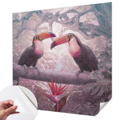 Removable wall mural wallpaper featuring an exotic couple motif