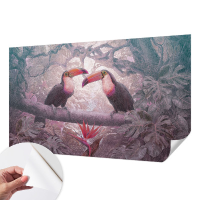 Removable wall mural wallpaper featuring an exotic couple motif