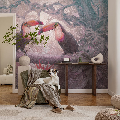 Removable wall mural wallpaper featuring an exotic couple motif