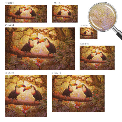 Peel and stick wall mural for living room Colorful toucans