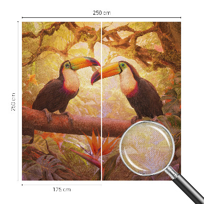 Peel and stick wall mural for living room with a colorful toucan design