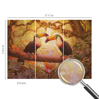 Peel and stick wall mural for living room Colorful toucans