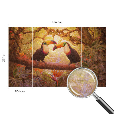 Peel and stick wall mural for living room Colorful toucans