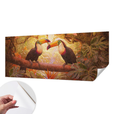 Peel and stick wall mural for living room Colorful toucans