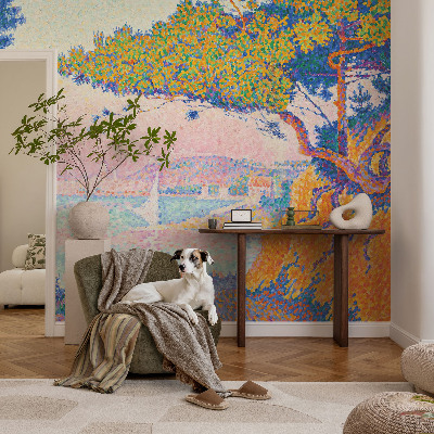 3D Wall Mural featuring a colorful landscape design