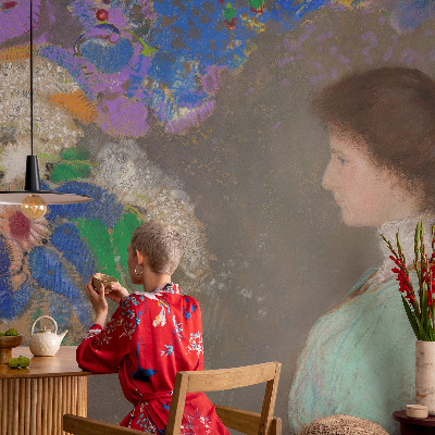 3D photo wallpaper mural featuring a romantic scene