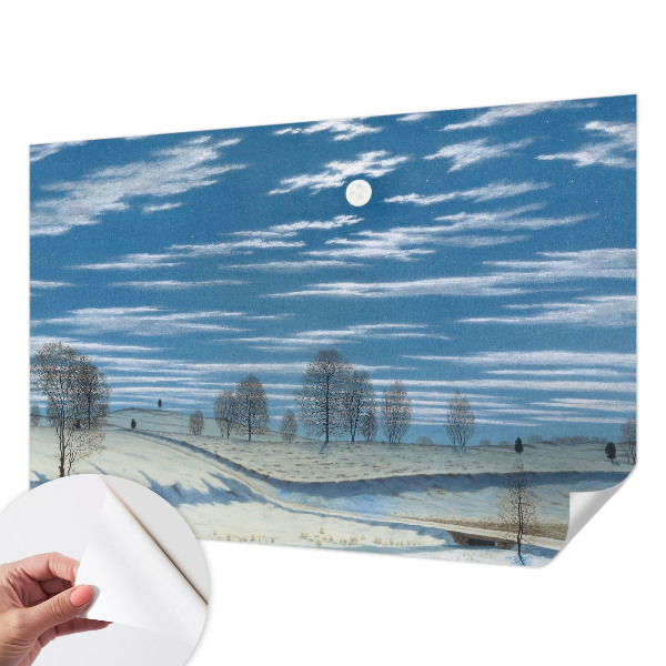 Nursery wall mural with a winter landscape design