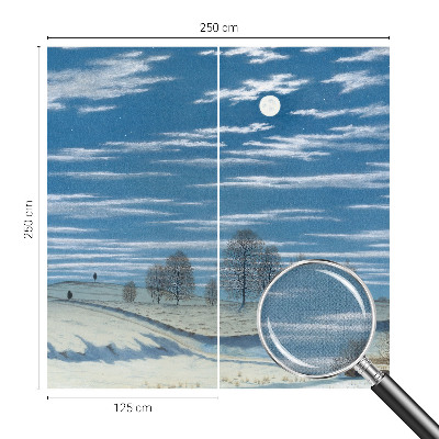 Nursery wall mural with a winter landscape design