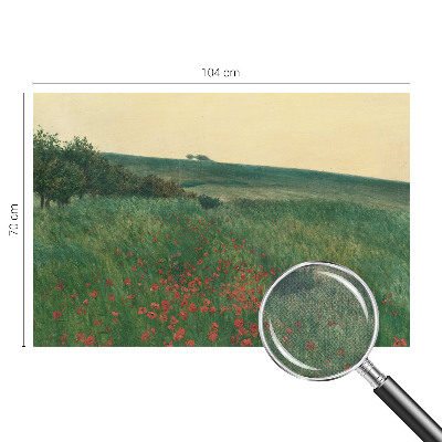 Children's wall mural with a poppy field design