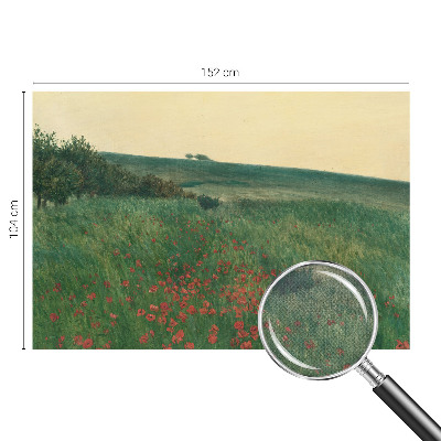 Children's wall mural with a poppy field design