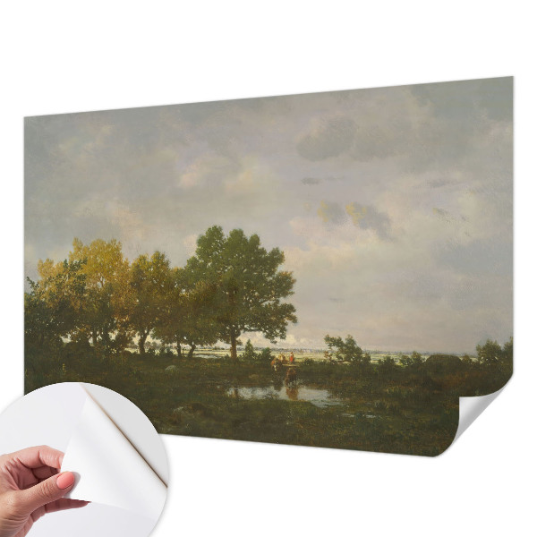 Peel and stick wall mural with a forest landscape design